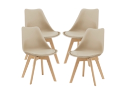 Juego de 4 sillas de comedor Fläten [EN.CASA] estilo escandinavo 82x49x54cm cuero sintético - Beige
