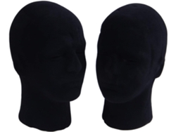 Juego De 2 Cabezas De Maniquí De Poliestireno Para Hombre, Negras