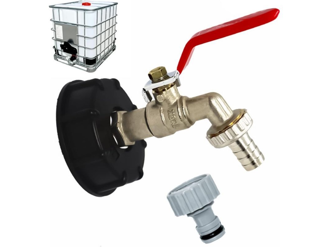 Adaptador De Tanque Con Grifo De Latón Para Grifo De Jardín Y Contenedores Ibc S60x6