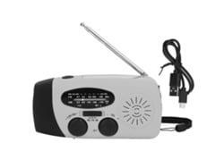 Radio solar Baok con manivela, radio de emergencia multifuncional, linterna LED para acampar al aire libre, color gris plateado.