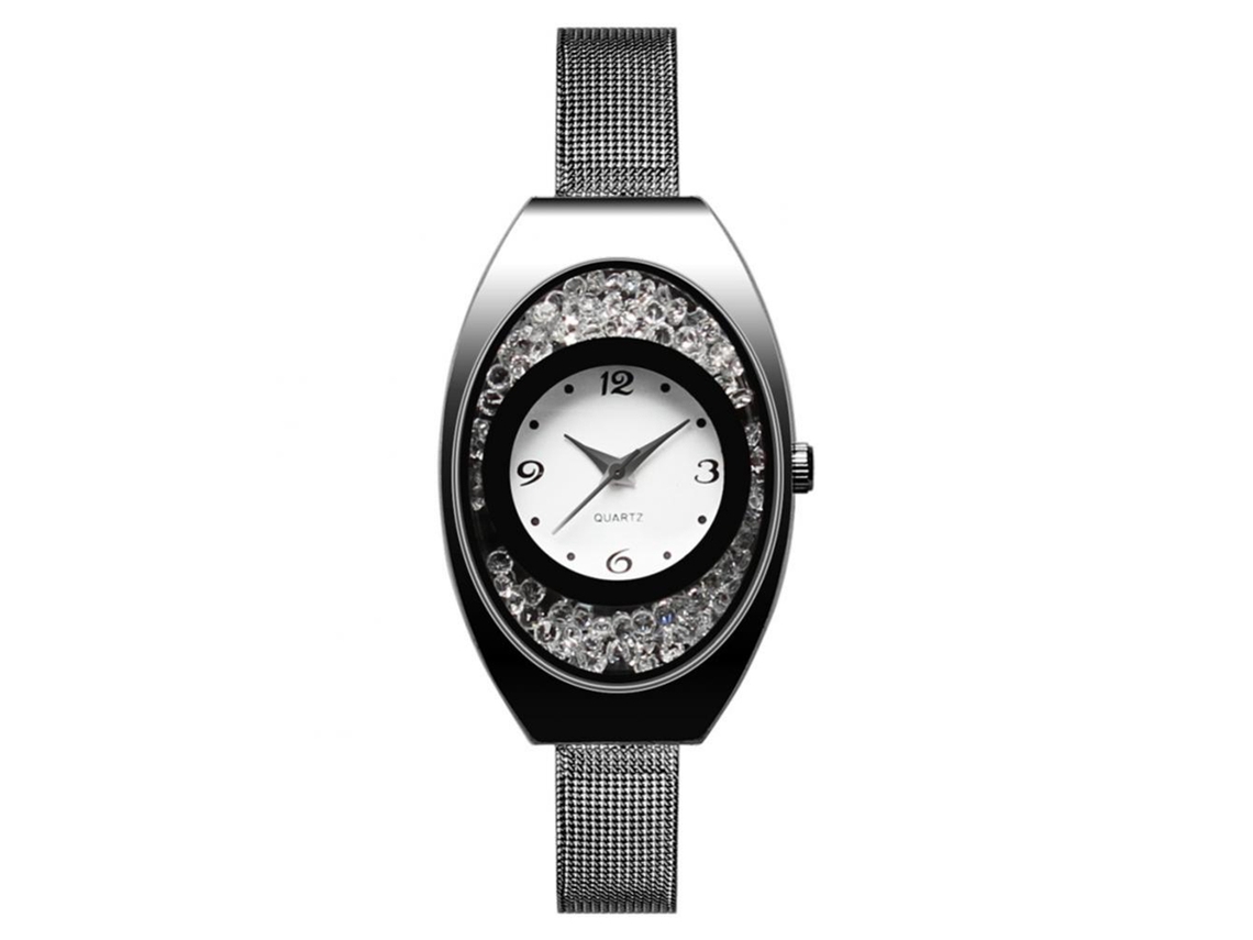 Reloj De Pulsera De Cuarzo Retro Para Mujer, De Piel Sintética Multicapa Negra, Con Colgante De Elefante Y Borla.