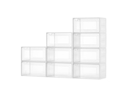 9 cajas organizadoras de zapatos magnéticas Succebuy, tamaño 13 (EE. UU.), blancas y transparentes