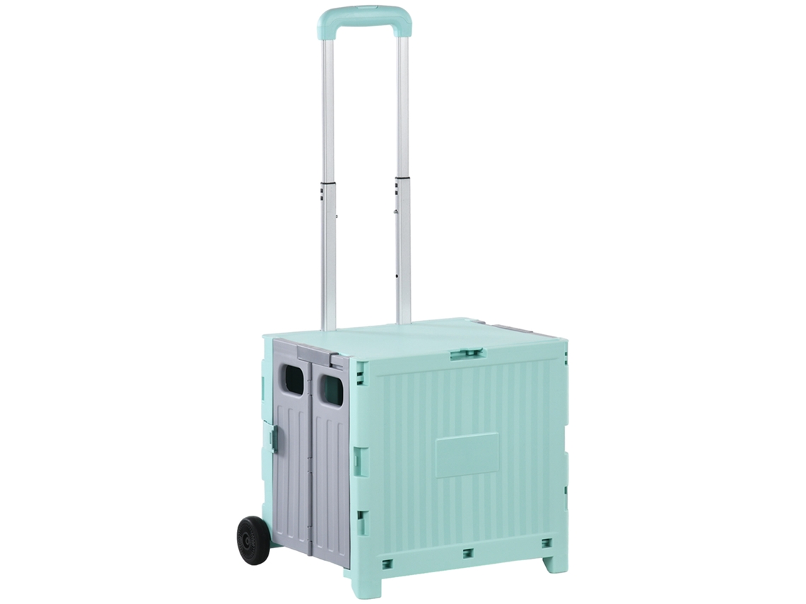 Carrito De Supermercado Con 2 Ruedas Y Asa Ajustable, Capacidad De 32 Litros, 41,5 X 32,5 X 85 Cm, Color Verde.