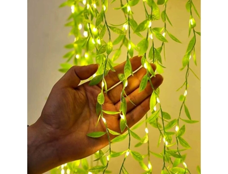 Guirnalda solar para exteriores, guirnalda de luces para exteriores con hojas de sauce, 100 LED, 10 m/32 pies, 8 modii, guirnalda solar impermeable...