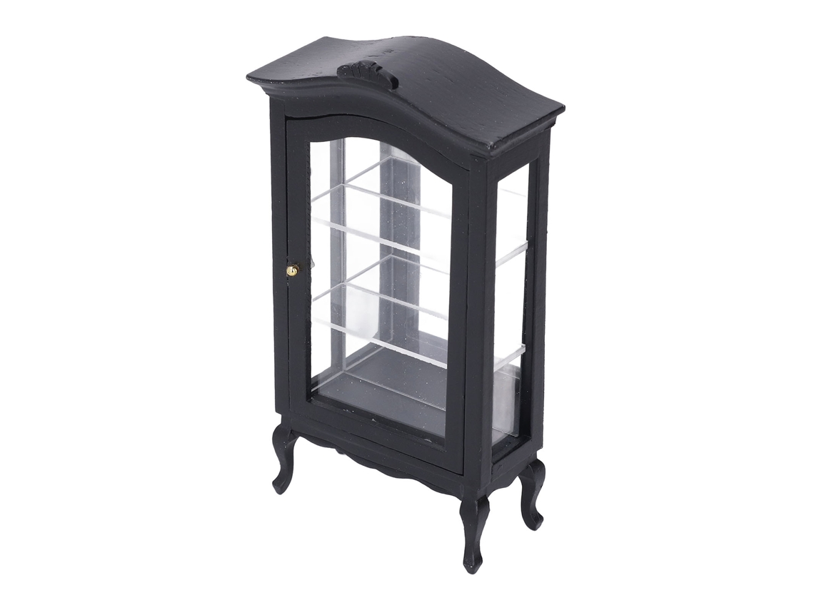 Estantería En Miniatura Para Casa De Muñecas, Escala 1:12, Mueble De Madera De Abedul Negro.