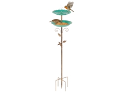 Todeco Baño Para Pájaros De Doble Capa, 2 En 1 Bebedero & Comedero Con Base De 5 Garras, Baño De Metal Independiente Para Decoración De Jardín