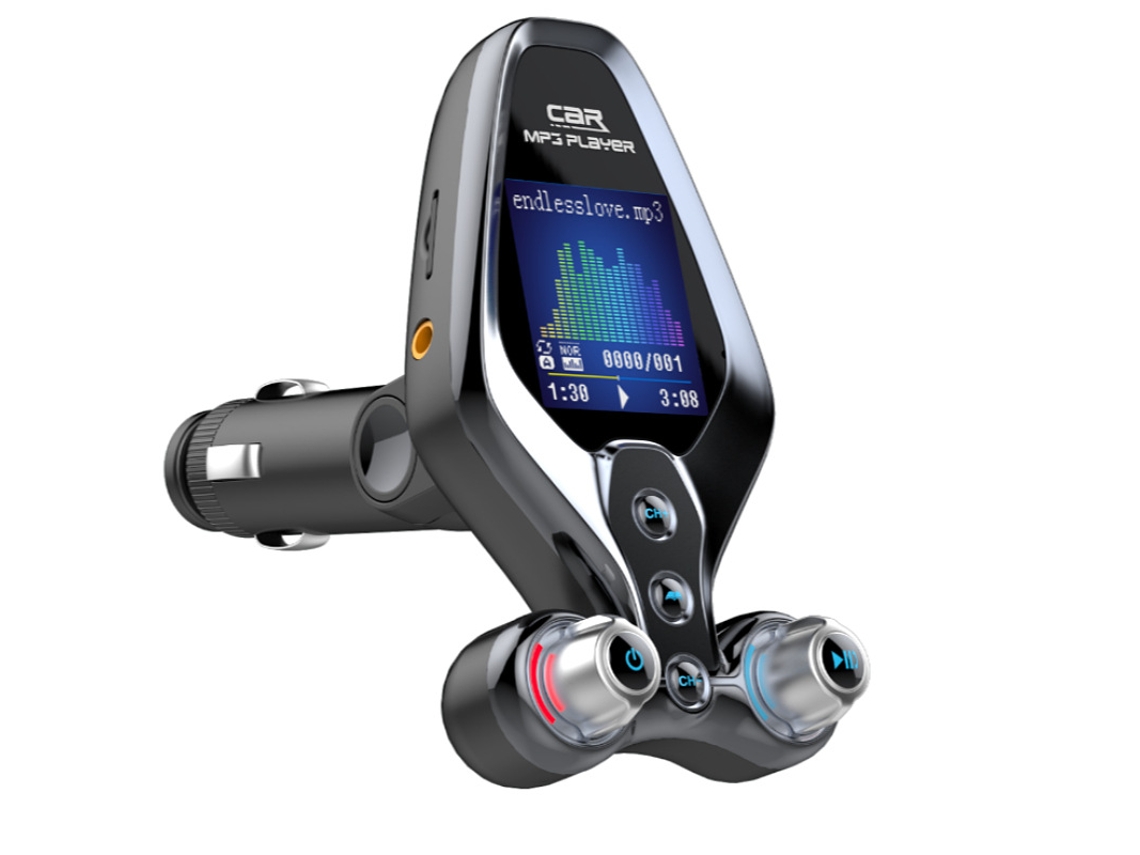 Kit de coche Bluetooth 5,0, transmisor FM manos libres, receptor de Audio AUX, reproductor de MP3 para coche QC3.0, soporte de carga rápida, reproducción de carpetas (negro) ENZONS