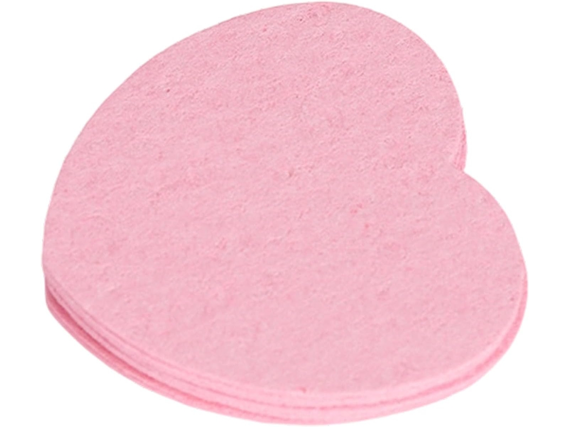 Paquete De 50 Esponjas Faciales Con Forma De Corazón Hechas De Fibra De Madera Natural Para La Limpieza.