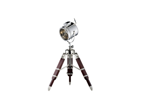 Lámpara De Pie Movie En Metal Madera Aluminio Plata Wenge 43X43X90 Cm EPIKASA