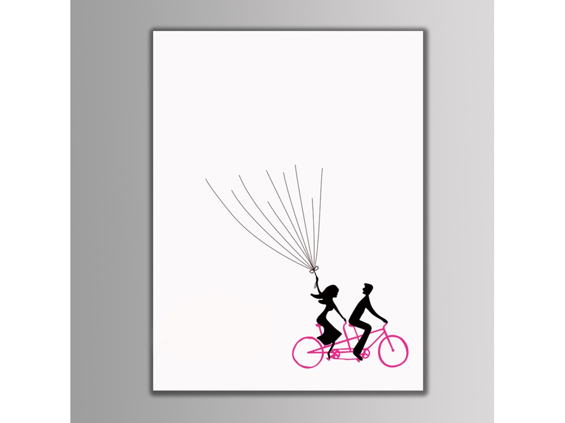 Lienzo rosa para boda, bicicleta, árbol, huellas dactilares