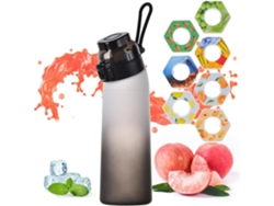 Botella CUICH Botella de Agua con Fragancia con 7 Cápsulas de Sabor Air Water Up Bottle 650Ml Negra