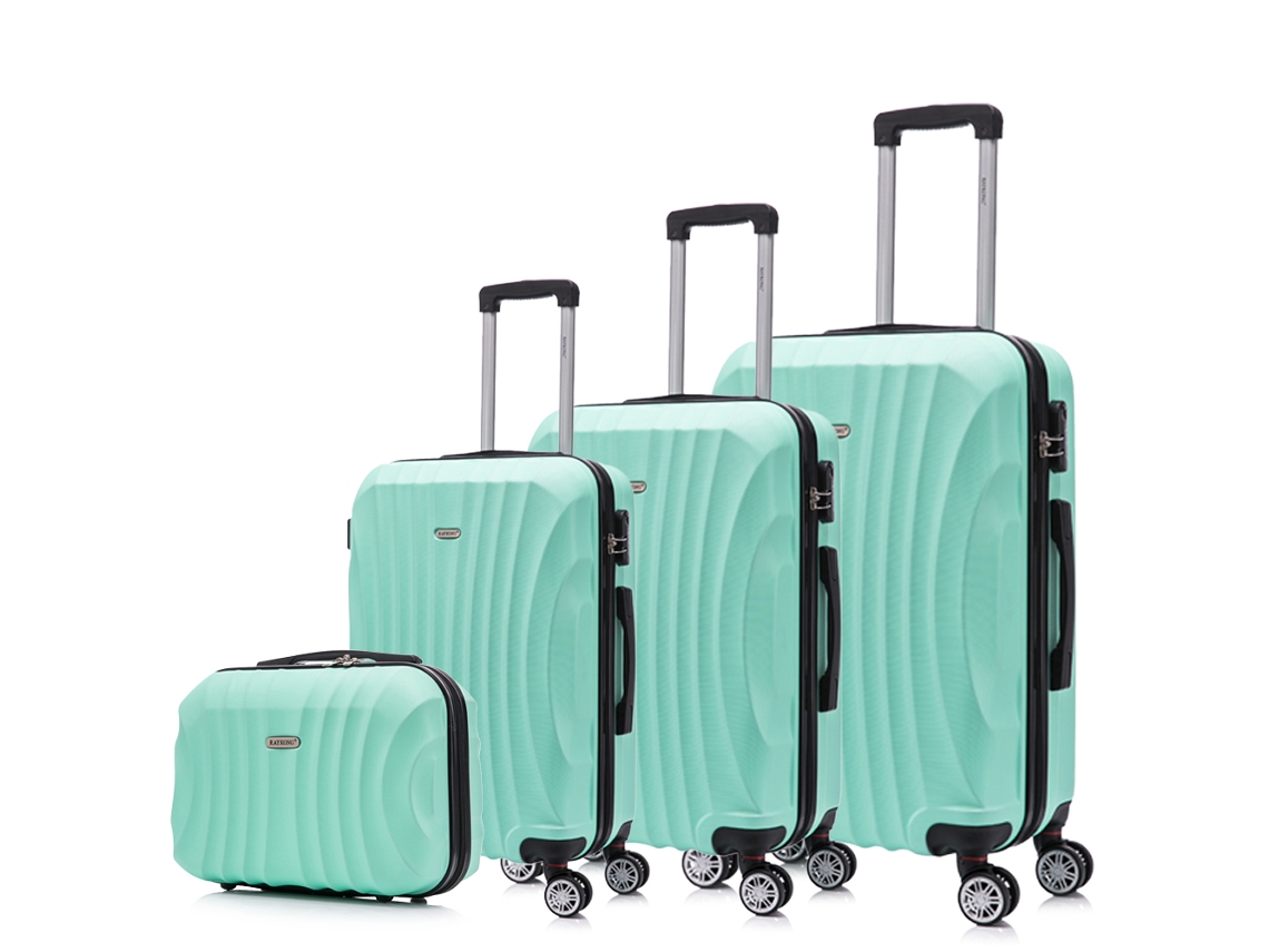 Juego de maletas ABS Rígida 4 pcs/Maleta Cabina 55cm/Maleta Mediana 68cm/Maleta Grande 78cm/Neceser 29cm RAYKONG