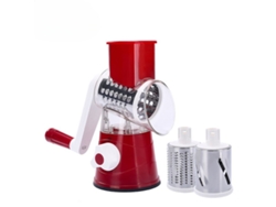 Rallador de verduras giratorio manual con 3 cuchillas de acero inoxidable para verduras cocidas y frutos secos rojo SIURN