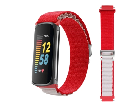 Correa Loop Alpine para Fitbit by Google Charge 5 Rojo y Blanco