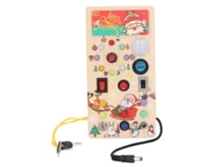 Ats-tablero Ocupado Para Bebés Con 8 Interruptores Led Estilo Navideño Juguete Sensorial De Madera Para Menores De 1 Año