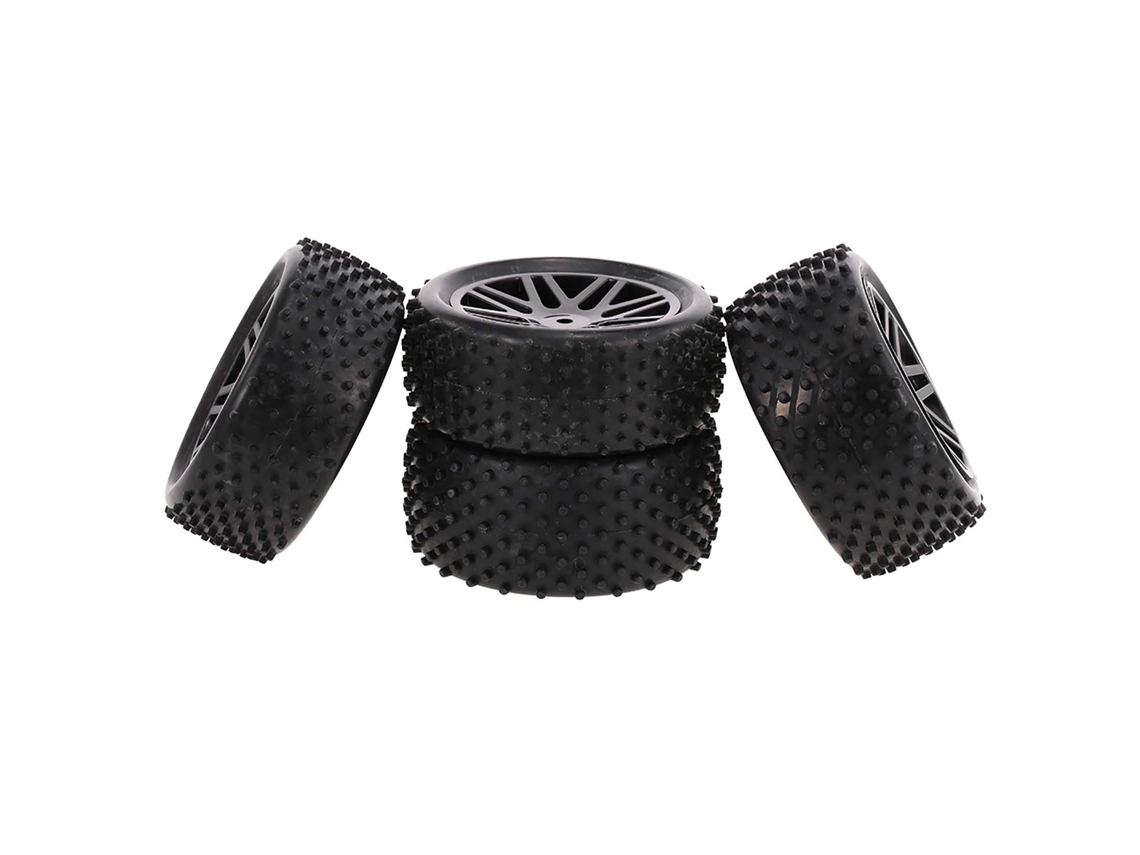 4 Neumáticos Todoterreno 1/10 Rc Con Patrón De Riel De Puente Y Llanta Con Orificio En V Para Buggy Rc Hsp Hpi Redcat