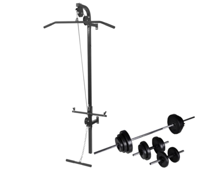 vidaXL Máquina de musculación de pared con pesas y mancuernas 30,5 kg