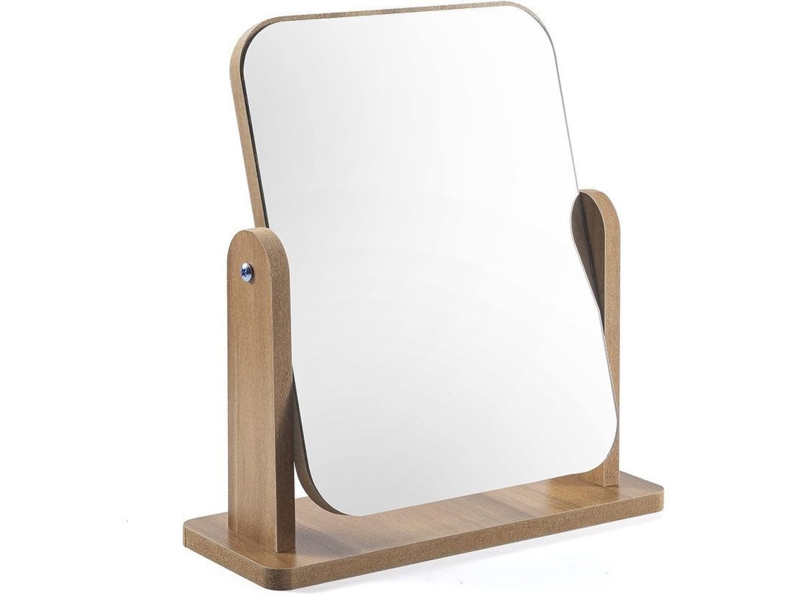 Espejo De Tocador De Madera Con Base Sólida, Giratorio 360°, Para Tocador Y Baño.