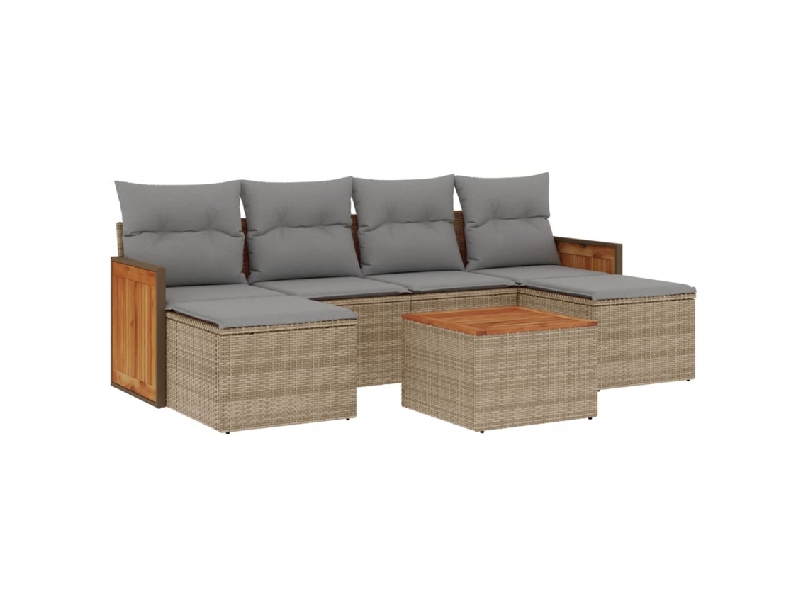 Maison Exclusive - Set Sofás De Jardín 7 Piezas Y Cojines Ratán Sintético Beige