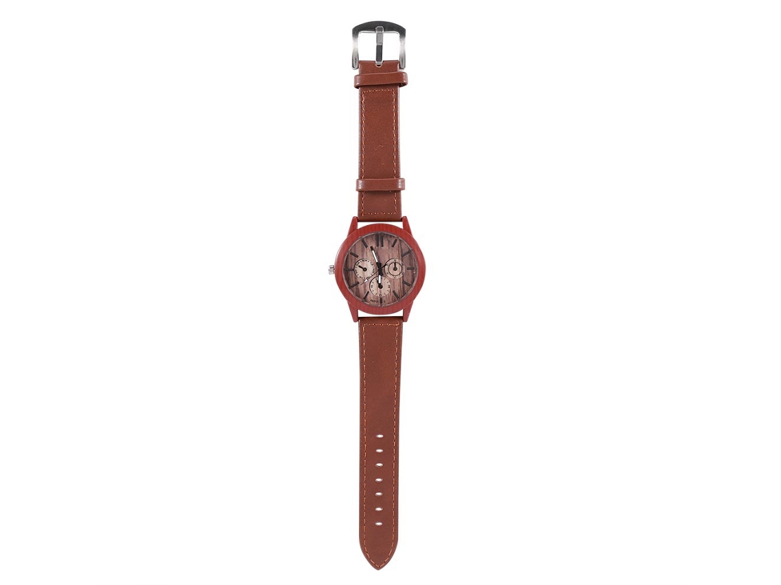 Reloj Analógico De Cuarzo Con Correa De Poliuretano Y Esfera Que Imita La Madera.