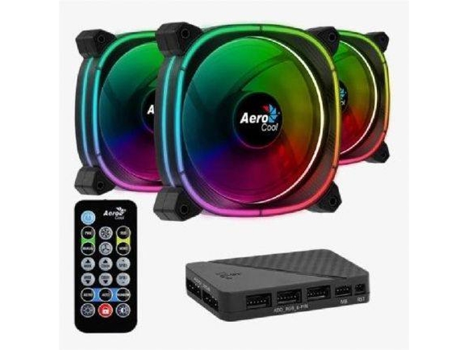 Pack 3 Ventiladors AEROCOOL Astro 12 Pro RGB+ H66F Hub + Mando