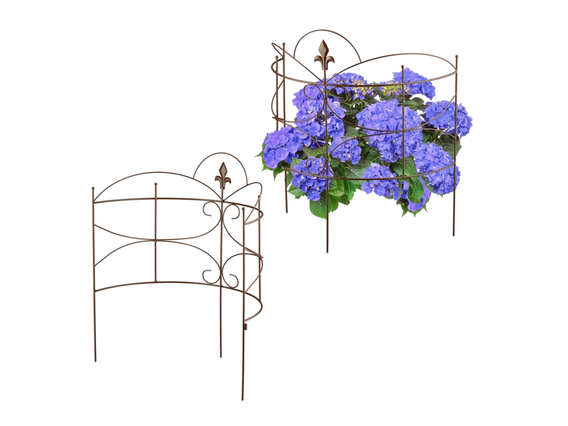 Relaxdays Tutores Plantas, 2 Uds., Soportes Flores Medialuna, Para Hortensias Y Peonías, 59,5 X 53 Cm, Metal, Marrón