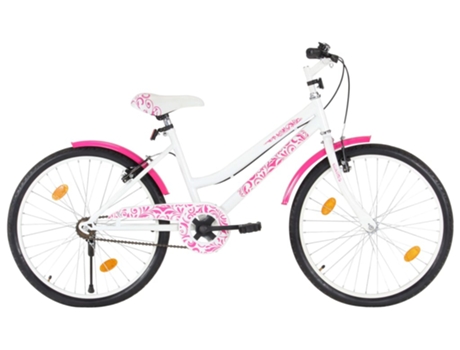 vidaXL Bicicleta para niños 24 pulgadas rosa y blanco