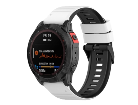 Correa de Silicona 22mm bicolor ajustable para Garmin Fenix 7/6/5/Amazfit Falcon - blanco/negro