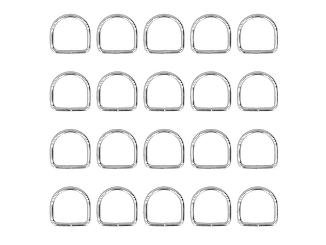 20 Pequeñas Anillas Metálicas Resistentes En Forma De D Para Mochilas/bolsos Diy, Color Plata, 3,2 X 25 X 25 Mm