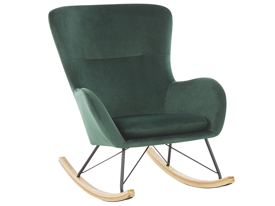 Silla mecedora BELIANI Ellan de Terciopelo Verde 71x90x97