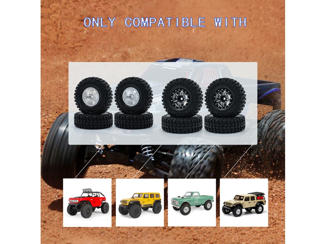 Neumáticos Para Coche Rc (4 Unidades) Con Llantas De Aleación De Aluminio Para Axial Scx24 90081 Axi00005 C10 Axi00006 Axi00002 A Escala 1/24