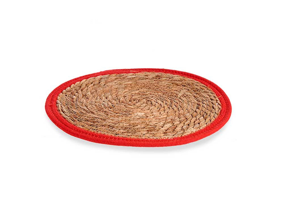 Alfombra SAN IGNACIO Natural Borde Colección Fibra Rojo (35x35)