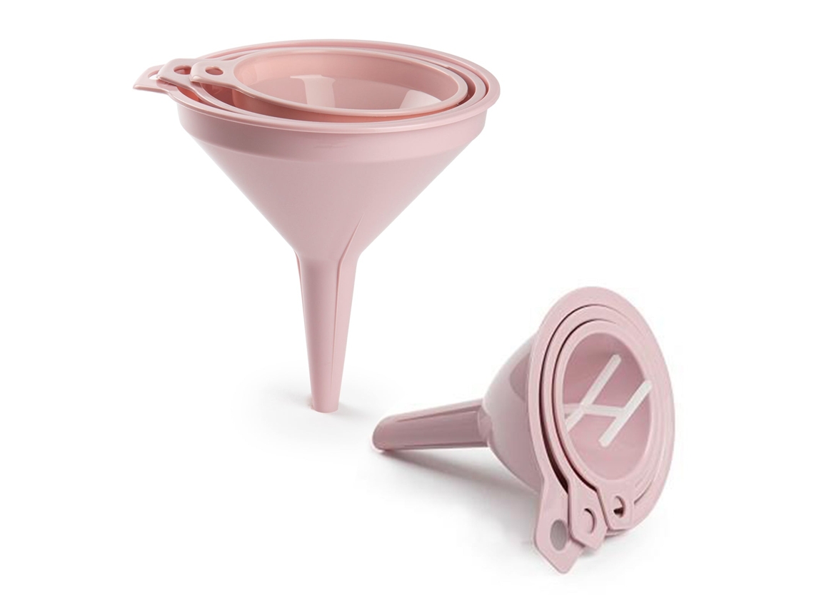 Lote de 6 Embudos de Plástico Encajables. Rosa PLASTIC FORTE