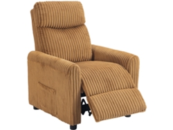 Sillón reclinable manual PRIME KANG en terciopelo de pana, con reposapiés grueso, color marrón.
