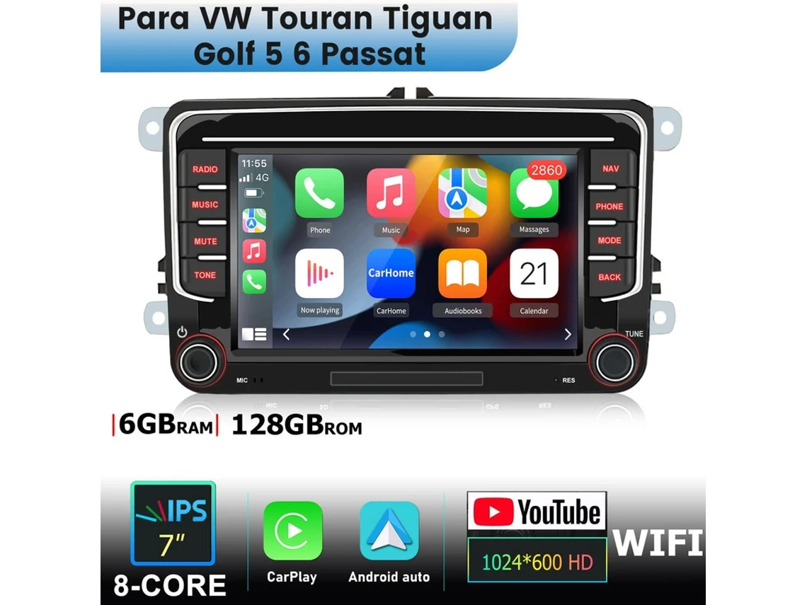 Gps Rádio Android Automotivo Para Vw Touran Tiguangolf 5 6 Passat Wi Fi Octa Core 128gb