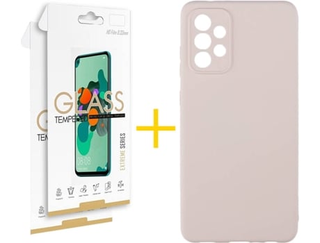 Carcasa y 2 Protectores de Pantalla de Vidrio Samsung A72 5G SKYHE Silicona Líquida Rosa
