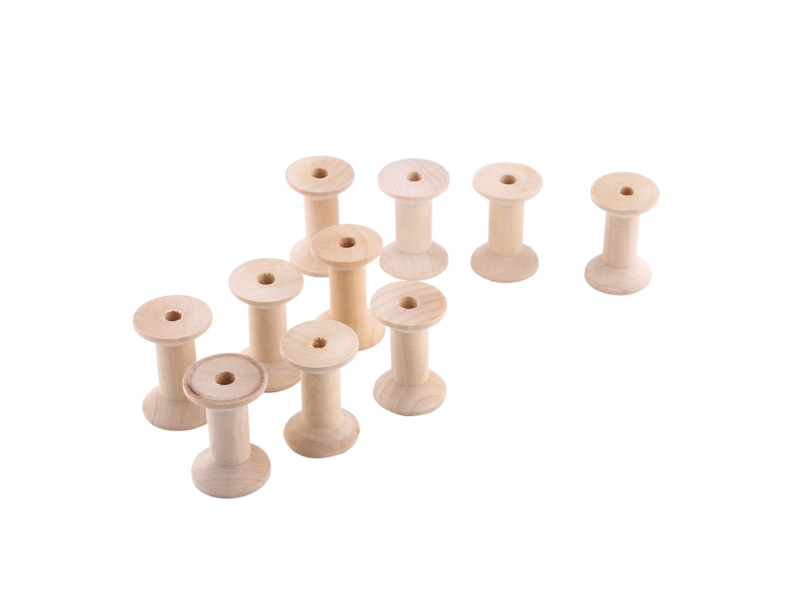 10 carretes vacíos de madera natural de 47x31 mm para hilo de coser