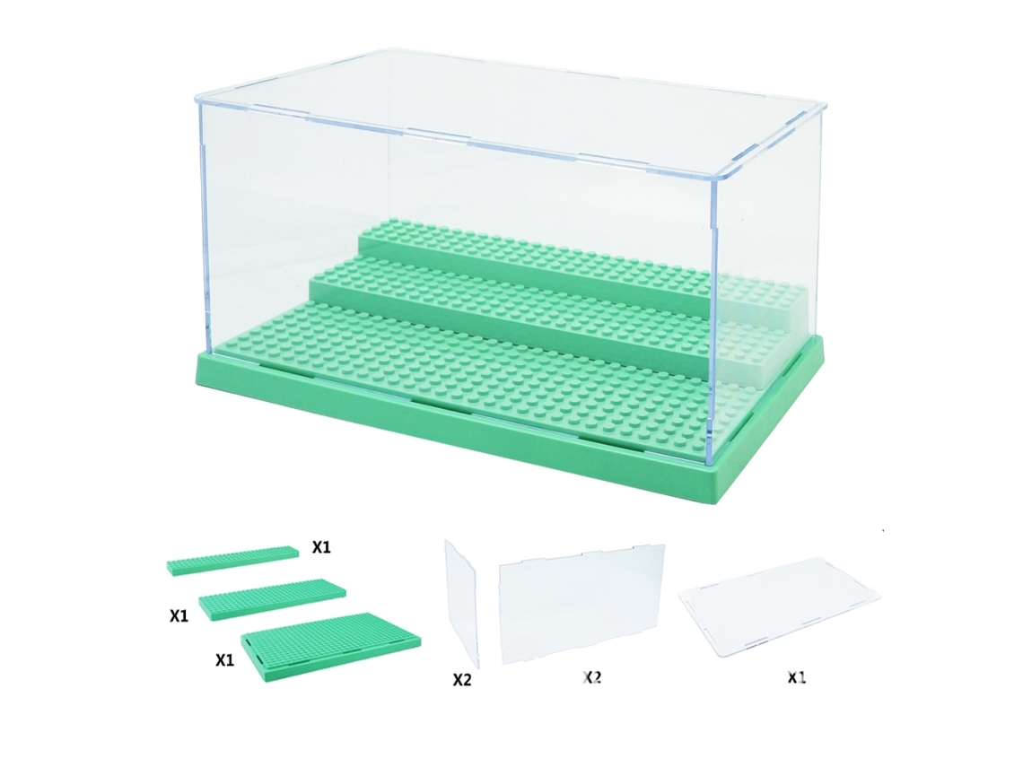 Vitrina Acrílica De 3 Niveles Para Bloques, Caja Expositora A Prueba De Polvo