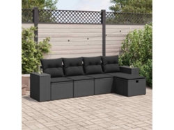 Set De Muebles De Jardín 5 Udsconjunto De Comedorconjunto De Descanso Y Cojines Ratán Sintético Negro Cfw965669