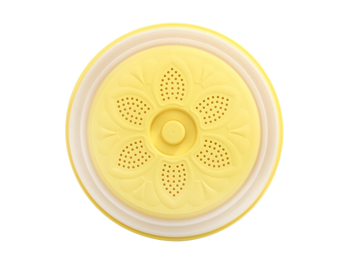 Tapa Plegable Para Platos Con Cesta De Drenaje Antisalpicaduras Para Microondas - Amarilla