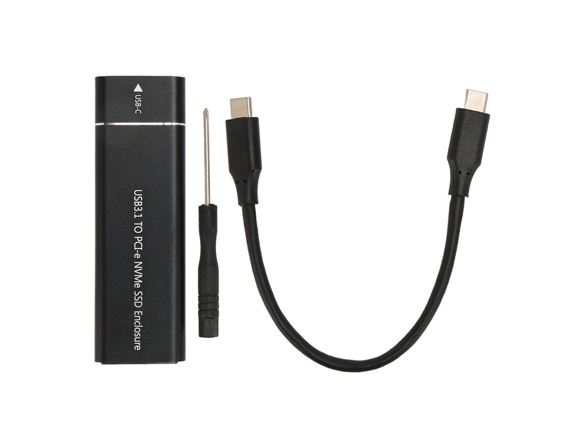 Caja Externa Ssd M.2 Nvme 10gbps Usb 3.1 Tipo C Para Ssd 2230 2242 2260 2280 Uasp Negro (sin Disco Duro)