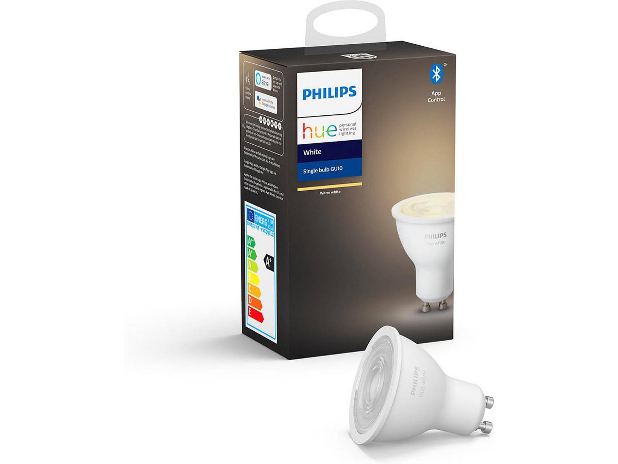 Philips Hue White bombilla led gu10 5.2w blanco inteligente con bluetooth luz compatible alexa y google home 5w