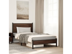 Estructura De Cama Sin Colchón Metal Marrón Roble 100x200 Cm