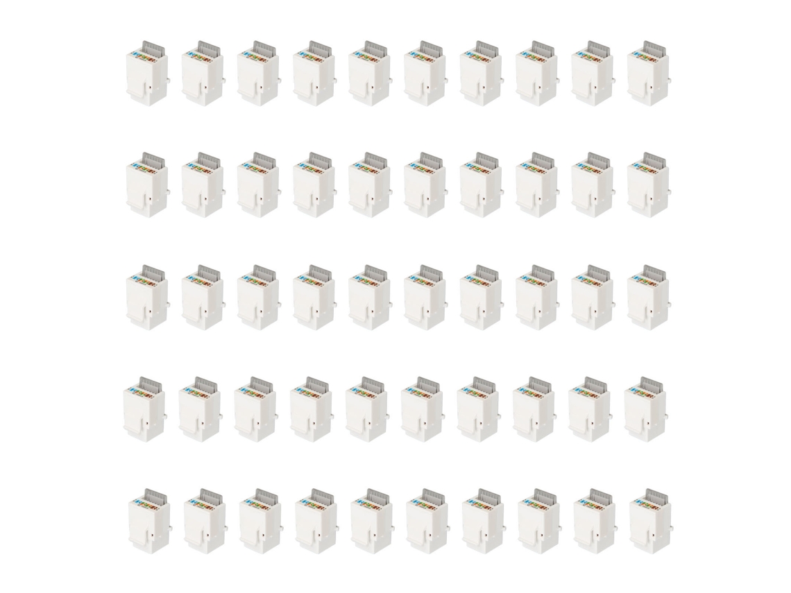 50 Peças Conector De Rede Keystone Jack Rj45 Cat5e De 90 Graus Slim Sem Punção Módulo Ethernet