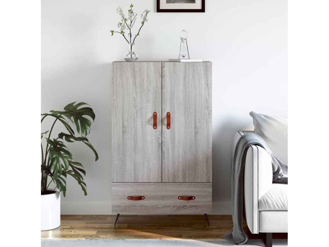 Aparador Alto Madera De Ingeniería Gris Sonoma 69,5x31x115 Cm