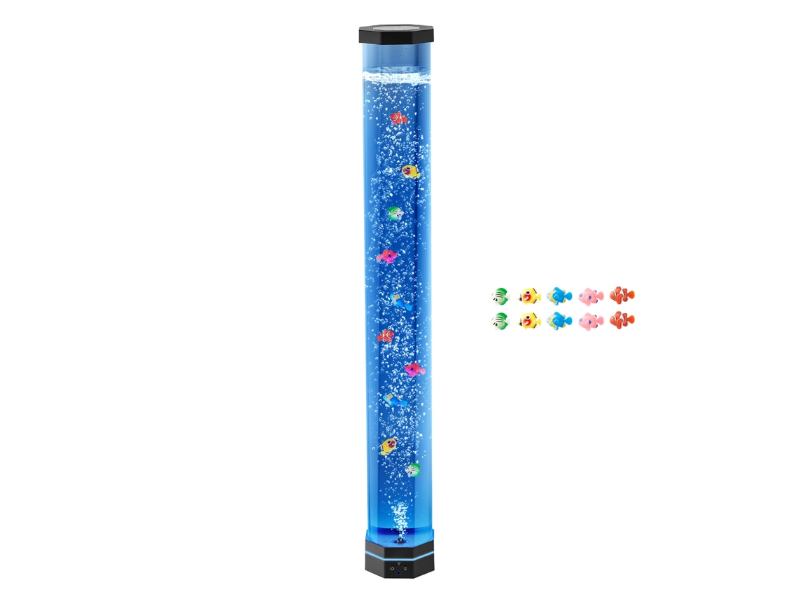 Lámpara sensorial de burbujas Succebuy de 1 m con 10 peces flotantes y 16 efectos de color