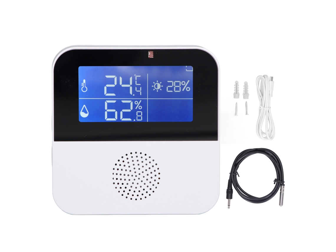 Termómetro-higrómetro Wifi Inteligente 5 En 1 Con Control Por Aplicación Y Sensor Digital Para Talleres.