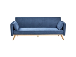 Sofá cama Beliani Asaa de poliéster azul (205 x 80 x 76 cm)
