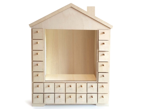 Calendario de Adviento Casa de madera 48 x 38 cm