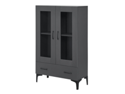 Vitrina Søndersø con 2 puertas estante cristal y aglomerado 115 x 70 x 31 cm - Gris oscuro y Negro [EN.CASA]
